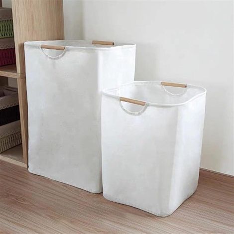 Cesta plegable - Organizador de ropa - Almacenamiento doméstico - Gran capacidad - 30x30x40cm - Blanco (1/5)