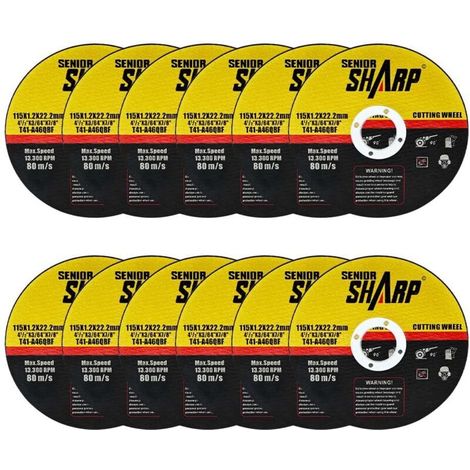 Disques de coupe métal 115 mm lot de 12 pour meuleuses d'angle, 115×1,2 mm, découpe rapide acier, fer, métal et bois, disques abrasifs spécialisés