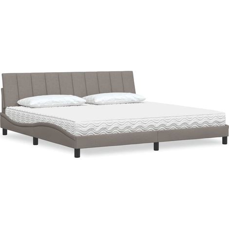 Cama con colchón Hanko tela gris taupe 200x200 cm (1/5)