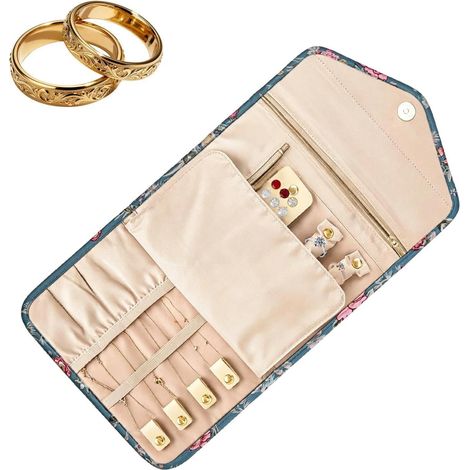 Reise-Schmuck-Organizer-Aufbewahrung Zusammenfaltbare Aufbewahrungstasche - Reise Halsketten Organizer Box - Für Zuhause Urlaub Geschäftsreise Badezimmer Toilettenartikel (1/5)