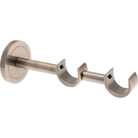 Support double pour tringle à rideaux – Métal argent vieilli – Longueur 9,5/16,5 cm – Diamètre 28 mm – Installation sans perçage – Ateliers 28 (1/2)