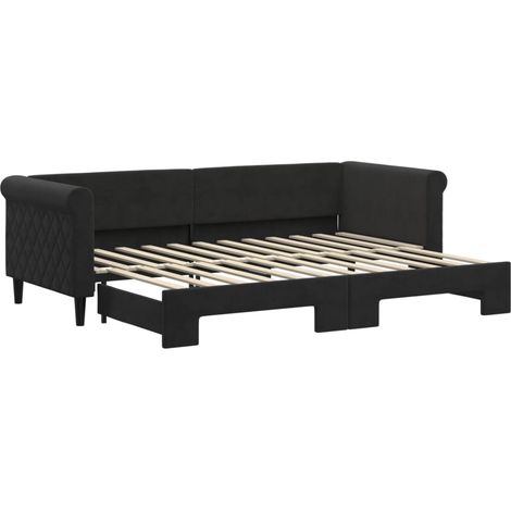 vidaXL Tagesbett mit ausziehbarem Bett schwarz 80x200 cm Velours