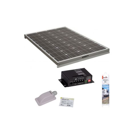 Pack de 1 panneau solaire monocristallin 120W – Régulateur MPPT 10A – Fixation aluminium anodisé – Protection verre trempé – Antarion (1/5)