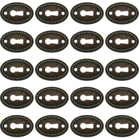 Cache-serrures décoratifs - 35 x 23 mm - Panneaux de serrure vintage - Quincaillerie pour meubles, ferrures de tiroir - Protections de serrures - Lot de 20 (1/5)