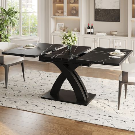 MEUBLIV Tavolo da pranzo allungabile 160x80 cm nero in MDF, da 2 a 6 persone (1/5)