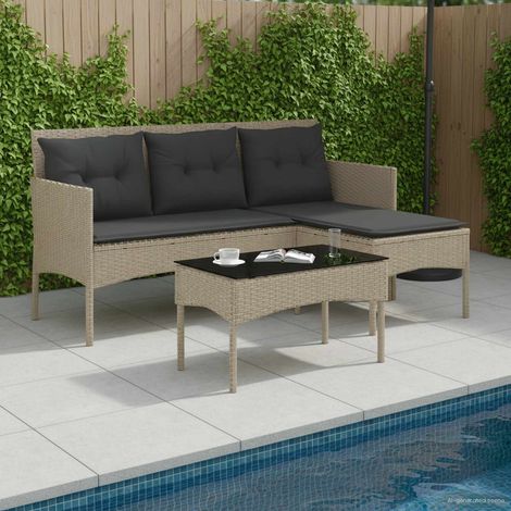 Gartensofa-set mit Kissen 2 pcs Poly-Rattan