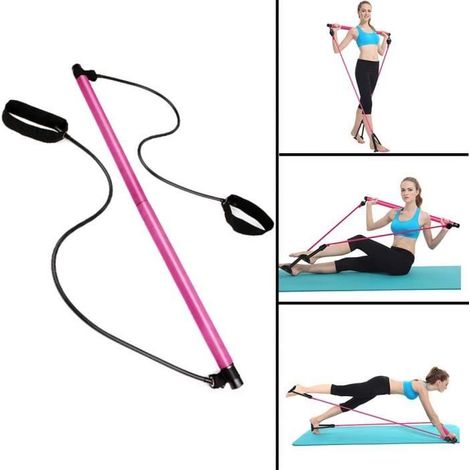 Kit de barre de pilates portable avec bande de résistance,longue barre de résistance-bâton de yoga-barre d\'exercice pour musculation (1/4)
