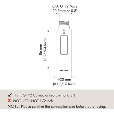 Aeratore di ricambio per rubinetto da cucina, testina estraibile, universale, rimovibile, attacco G1/2, acciaio inox SUS304 spazzolato, PFS200-BS (1/4)