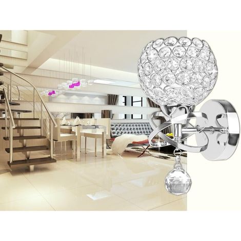 2 lampes murales en cristal argenté – Style moderne décoratif – E14 non incluse – Idéales pour pièce de réception, cage d'escalier ou salon cossu (1/5)