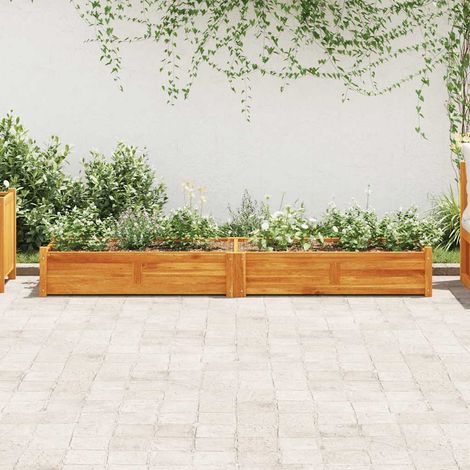 Jardinière, Pot de Fleurs d'extérieur, Lit surélevé de jardin Bois d'acacia 200x50x25 cm OIB2256E (1/5)