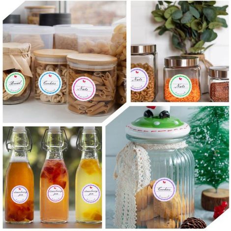 200 Étiquettes Confiture 3.8cm Autocollantes Pots Épices Date Contenu (1/5)