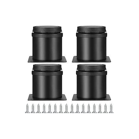 Lot de 4 Pieds Réglables Meubles Noir, Ø 50 mm/Hauteur 50 mm Pieds de Canapé en Métal Acier Inoxydable, Pied de Table Basse pour Meubles TV Armoires Lits Postes de Travail (1/5)