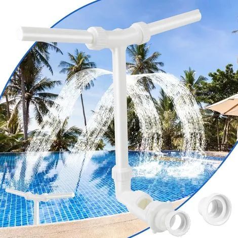 Fontaine de piscine, fontaine cascade, accessoires de piscine à double jet pour piscine hors sol/enterrée, fontaine de piscine réglable 2 en 1, accessoires de piscine (blanc) (1/3)