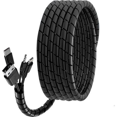 2M Cache Cable Spirale 30mm. Gaine Spirale Flexible Protege Cable pour Le Bureau/Ordinateur. Kit de Câble Rangement pour Le Câble d'Antenne TV/PC/USB/Télé/AUX. Noir - Bricolage