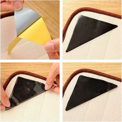 Ensemble de 4 supports de tapis antidérapants avec autocollants, autocollants pour tapis antidérapants (1/5)