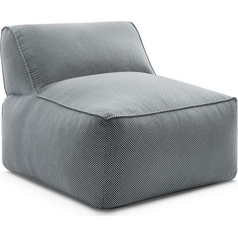 BOBOCHIC - Chauffeuse 1 place sans accoudoir pour canapé de jardin modulable RIVIERA tissu chiné Noir (1/5)