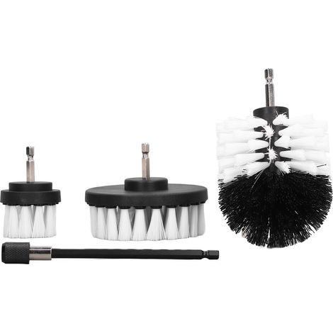 Lot de 4 brosses perceuse pour nettoyage auto, kit récurage électrique avec rallonge, accessoires pour détaillage véhicule. (1/5)