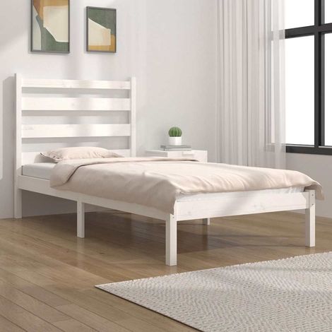vidaXL Estructura de cama madera maciza de pino blanco 100x200 cm (1/5)