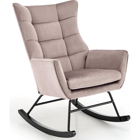 Rocking-chair design en velours beige avec accoudoirs Market (1/5)