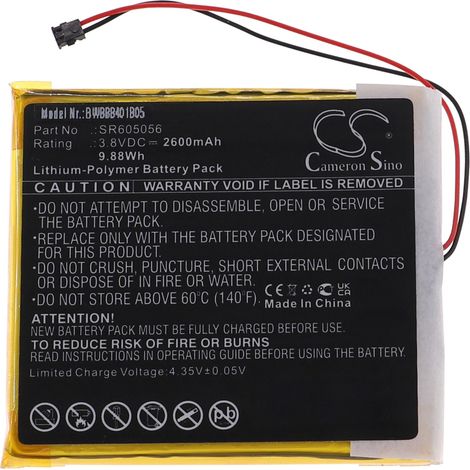 vhbw Replacement Battery compatible with Astell & Kern AK70 MP3-Player Music Player (2600 mAh, 3.8 V, Li-polymer)