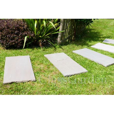 Classgarden – Pas japonais en grès Kandla beige multicolore 100x50cm – Dalles résistantes pour aménagement extérieur – Épaisseur 5-7cm (1/5)