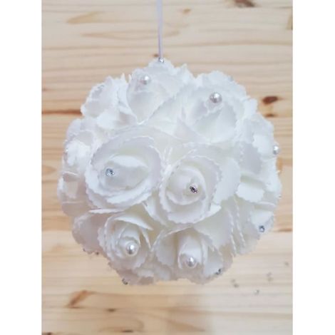 Boule de fleur décoration  - Aueq -  table de mariage bl13 blanc x1 (1/4)