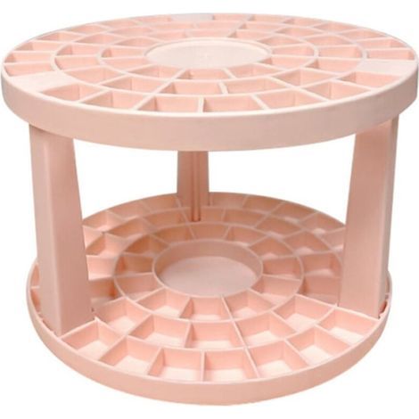 Support de bureau en plastique rose pour pinceaux de maquillage et d'artiste, idéal pour ranger stylos, crayons, eye-liners et pinceaux cosmétiques. (1/5)