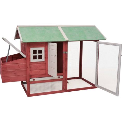 Poulailler Cocotte Rouge 170x81x110 cm Bois de pin massif et sapin CFW15484 (1/5)