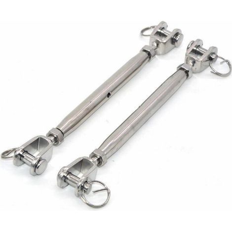 Lot de 2 tendeurs à mâchoires M10 en acier inoxydable 304 avec fermoir magnétique,tendeur de câble en acier inoxydable, tendeur fil avec embouts soudés et fermés,Vis de fermeture en inox Tendeur de bou (1/5)