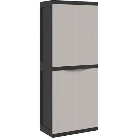 Meubles de Rangement,Armoire de rangement d'extérieur gris et noir 65x37x165 cm PP CFW482201 (1/5)