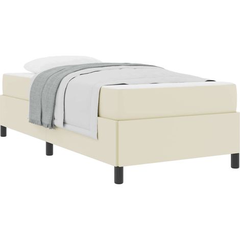 Lit simple，Cadre de lit avec matelas Crème 80 x 200 cm tissu