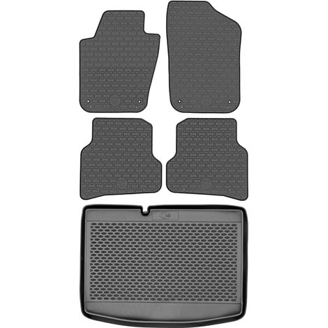 Set di tappetini in gomma per auto e tappetino per bagagliaio per Volkswagen Polo V Hatchback/Sedan dal 2009 al 2018.
