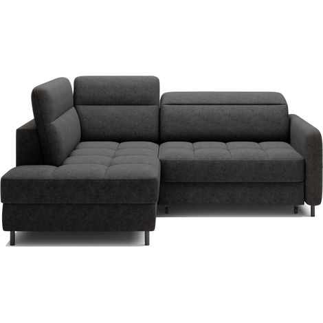 Divano angolare sinistro convertibile BARNEA 208 cm grigio scuro con contenitore (1/5)