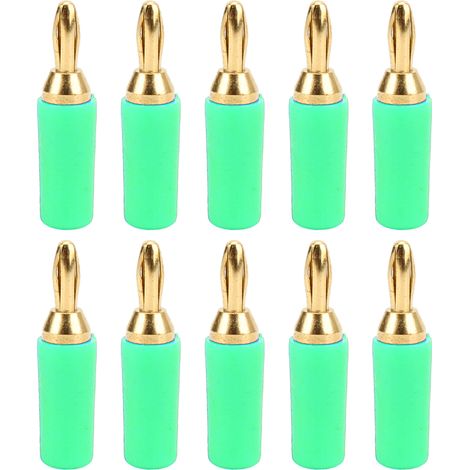 10 fiches banane J.10007 2,5 mm en laiton doré, connecteurs de test pour instruments - vert (1/5)