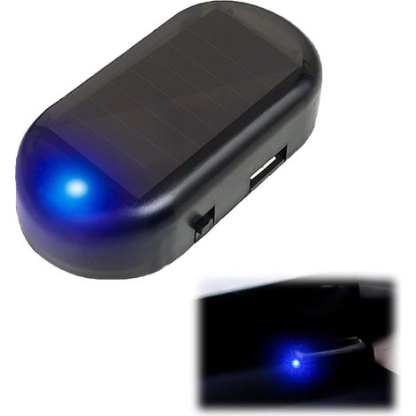 Alarme de Voiture Lumière,L'alarme Solaire de Voiture,Alarme Voiture Lumière LED,Simulé des Lumières D'alarme,Anti-vol De Lumière D'alarme,Clignotant Alarme De Voiture Factice (Bleu) (1/5)