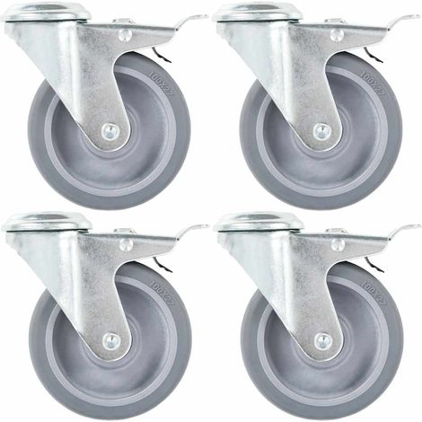 143427 Bolt Hole Swivel Casters with Double Brakes 4 pcs 100 mm vidaXL (1/5)