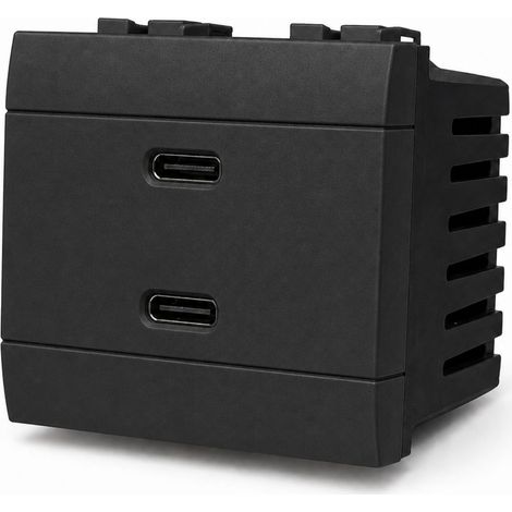 Serie Civile A2ZWORLD MBL Nero Compatibile Con Bticino Living International (Presa Doppio USB C 45W 2M) (1/3)