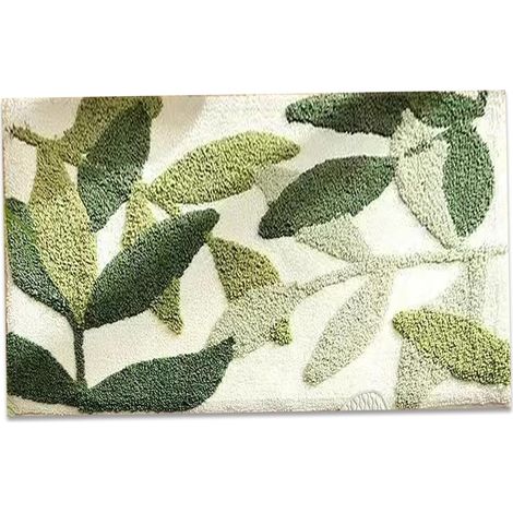 Grüne Badematte, 40 x 60 cm, weiche, saugfähige und schnelltrocknende Badematte aus Stoff, rutschfeste Badematte, waschbar. (1/5)