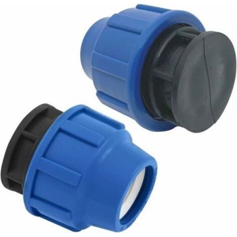 BelleRise - Raccords de tuyau d’eau-2 pièces – Bouchon 32 mm – Raccord de plomberie de compression PN16 - Stop de 25mm (1/4)