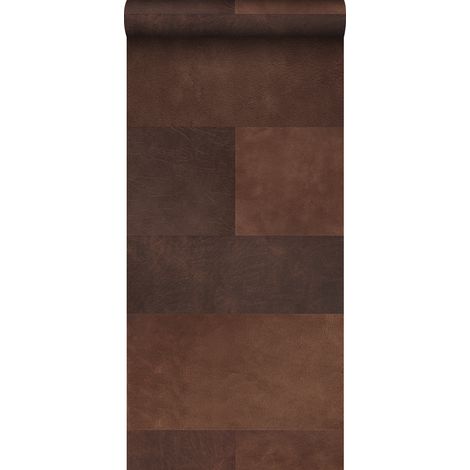 papier peint intissé XXL motif de carrellages avec imitation cuir marron - Origin Wallcoverings (1/5)