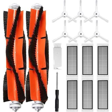 Accessoires Kit Pièces de Rechangepour Xiaomi Roborock S5 Max S6 Pure S6 MaxV S6 Max S4 Max S4 S5 S50 S51 S55 S6 S60 S65, 2 Brosse Principale, 6 Filtres HEPA, 6 Brosses Latérales (1/5)