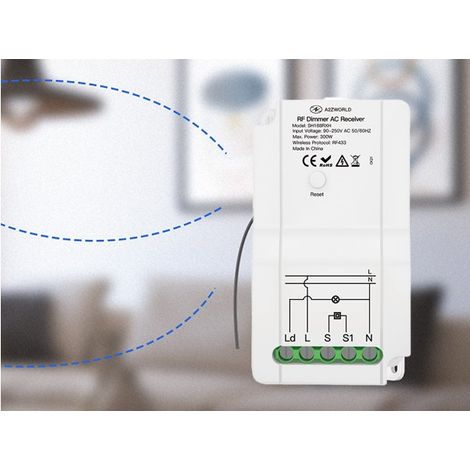 Ricevitore RF AC Led Dimmer Senza Fili Taglio di Fase 220V 300W Ingresso Radio Frequenza e Pulsante NO