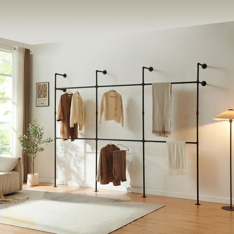 Perchero de pared Kenävatka 222x296x31 cm acero - Negro [en.casa] (1/5)