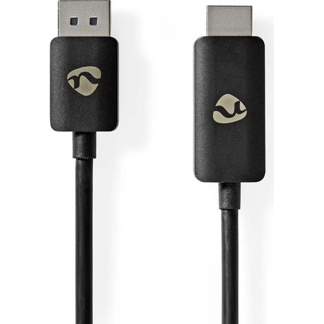 Adaptador DisplayPort  DisplayPort macho  Conector HDMI™  8K@30Hz  Niquelado  Recto  1,80 metros  Redondo  TPE  Negro  Caja