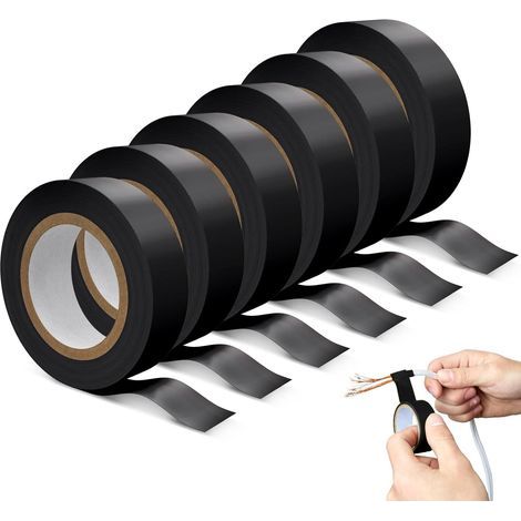 Isolierband, 6 Stück, Elektriker, 15 mm, 20 m, Isolierband für Verkabelungsprojekte und Reparaturen (Schwarz) (1/5)