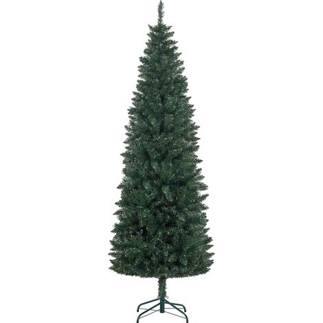 Sapin de Noël Artificiel 210 cm Arbre de Noël Slim avec support en acier pliable, 687 branches épines Vert (1/5)