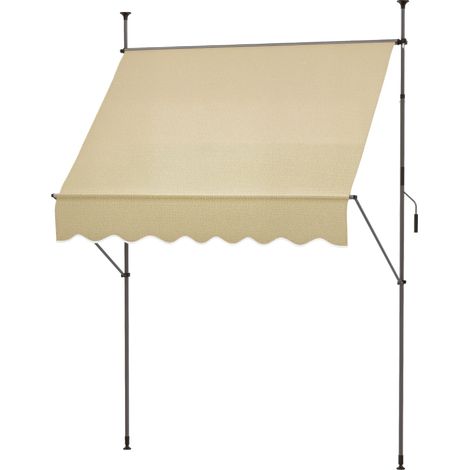 Store banne beige 200x120x210-300 cm manuel imperméable, protection solaire design sobre pour fenêtre pratique et compact