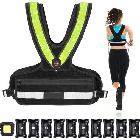 Gilet Lesté pour Femme, Veste de Poids Amovible Réglable de 1kg à 4,5kg, Veste Lestée avec Bande Réfléchissante (1/5)