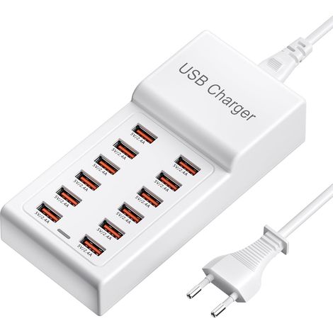 Chargeur USB Multiple 50 W, Station de Recharge USBA 12 Ports, Charge Rapide, multiprise USB Compatible avec 11/12/13/14/15/16 Pro/tablette (1/5)