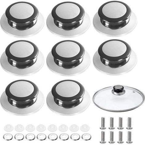 8 Deckelknöpfe, universeller hitzebeständiger Griff, Deckelknöpfe aus Edelstahl mit Schrauben (1/5)